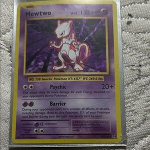 Pokemon Mewtwo Trading Card - Purple and Yellow